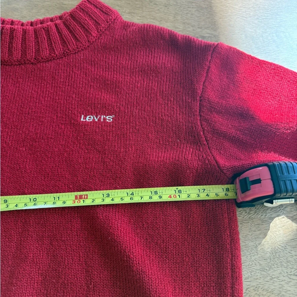 Levis Womens Red Knit Crew Neck Logo Sweater Small - Picture 8 of 10
